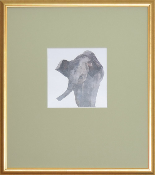 Gold frame with weighted-bottom Pistachio mat