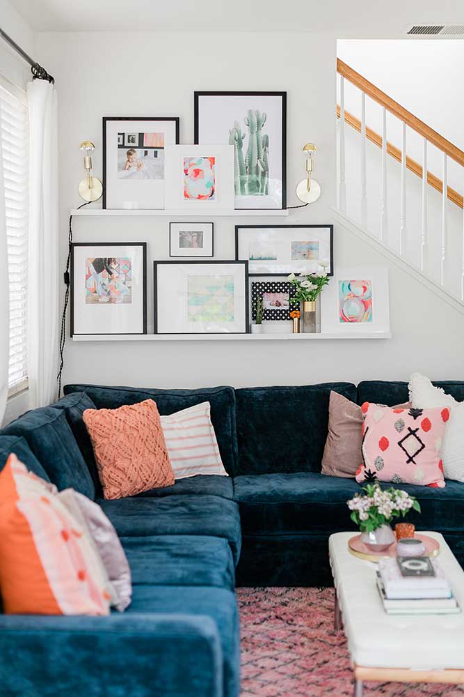 Frames sitting on a shelf